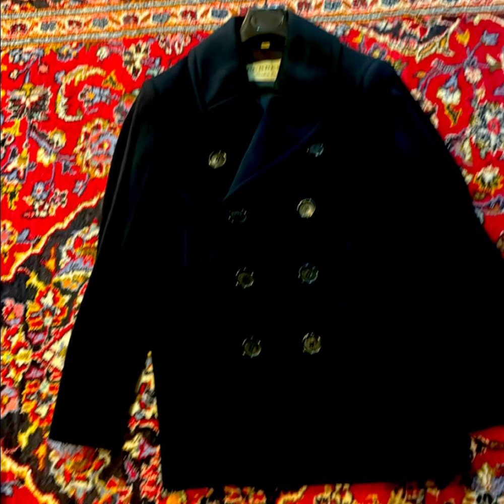 Mens Burberry New Navy Blue pea coat size 40 brand new never been worn!